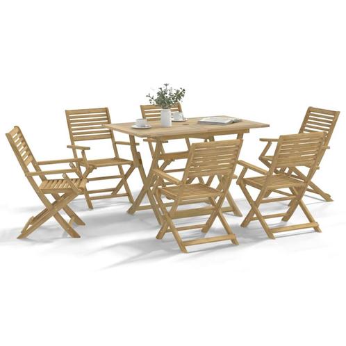 vidaXL 7-delige Tuinset massief acaciahout, Tuin en Terras, Tuinsets en Loungesets, Tuinset, Nieuw, 6 zitplaatsen, Hardhout, Verzenden