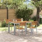 vidaXL 5-delige tuin eettafel set van massief acaciahout en, Verzenden, Nieuw
