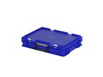 Koffer - 400 x 300 x H 90 mm - blauw - stapelbak met deksel, Ophalen of Verzenden, Nieuw
