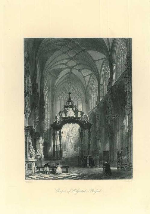 Zicht op Brussels, Antiek en Kunst, Kunst | Etsen en Gravures