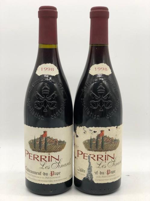 2 x 75cl Chateauneuf-du-Pape Les Sinards Perrin 1998, Verzamelen, Wijnen, Frankrijk, Rode wijn, Nieuw, Ophalen of Verzenden