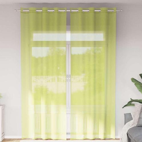 vidaXL Voile Gordijnen met doorvoertules 2 st 140x300 cm, Huis en Inrichting, Stoffering | Gordijnen en Lamellen, Groen, Nieuw