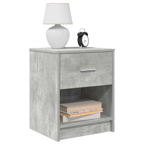 vidaXL Nachtkastje met lade 40x34x50 cm betongrijs, Huis en Inrichting, Slaapkamer | Nachtkastjes, Nieuw, Hout, Verzenden