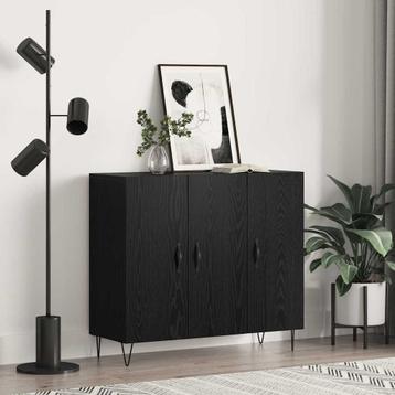 vidaXL Dressoir Zwart eiken 90 x 34 x 80 cm Bewerkt hout beschikbaar voor biedingen