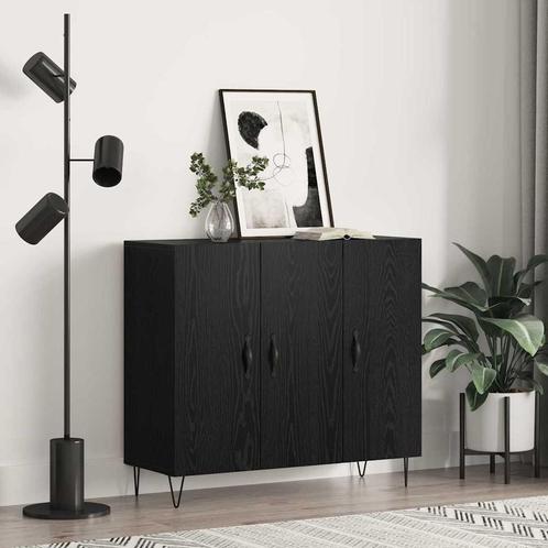 vidaXL Dressoir Zwart eiken 90 x 34 x 80 cm Bewerkt hout, Huis en Inrichting, Kasten | Dressoirs, Nieuw, Minder dan 50 cm, Overige houtsoorten