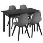 Eethoek Lendava 5-delig tafel met 4 stoelen zwart en grijs, Nieuw, Verzenden
