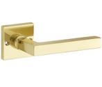 Deurklink op ongeveerd rozet Kare/Bauhaus messing gelakt, Verzenden, Nieuw