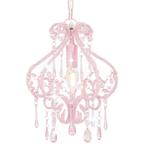 Plafondlamp met kralen rond E14 roze (Lampen, Interieur), Verzenden