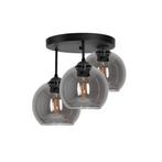 Plafondlamp Industrieel 3-Lamps Smoke Bol Zwart Woonkamer, Huis en Inrichting, Verzenden, Nieuw, Glas, Industrieel