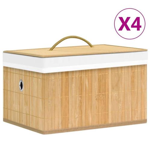 Opbergboxen Bamboe 4 stuks - OP = OP! - Ruim je Kledingka..., Huis en Inrichting, Woonaccessoires | Kisten, Minder dan 50 cm, Nieuw