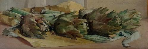 Giovanni Barbisan (1914-1988) - Natura morta con carciofi, Antiek en Kunst, Kunst | Schilderijen | Klassiek