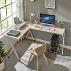 Bureau Tarielarg L-vorm met pc-standaard 158x120x75 cm wit e, Huis en Inrichting, Bureaus, Verzenden, Nieuw
