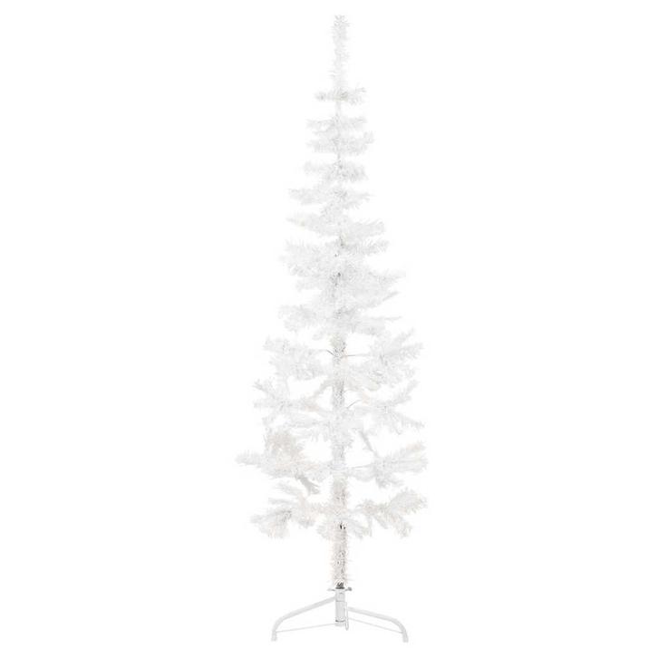 vidaXL Kunstkerstboom half met standaard smal 180 cm wit, Diversen, Kerst, Nieuw, Verzenden