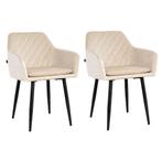 Lina® Noble - Velvet Eetkamerstoelen - Set van 2 - Beige, Twee, Overige kleuren, Stof, Nieuw