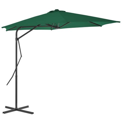 vidaXL Parasol met stalen paal 300 cm groen, Tuin en Terras, Parasols, Nieuw, 1 tot 2 meter, Verzenden