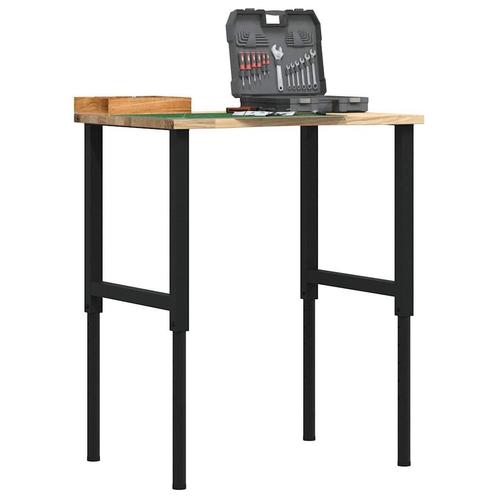 vidaXL Werkbank 80x60x(71,5-98) cm massief eikenhout, Doe-het-zelf en Verbouw, Werkbanken, Nieuw, Verzenden