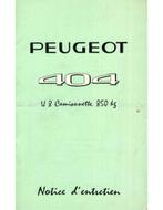 1969 PEUGEOT 404 CAMIONNETTE INSTRUCTIEBOEKJE FRANS, Auto diversen, Handleidingen en Instructieboekjes