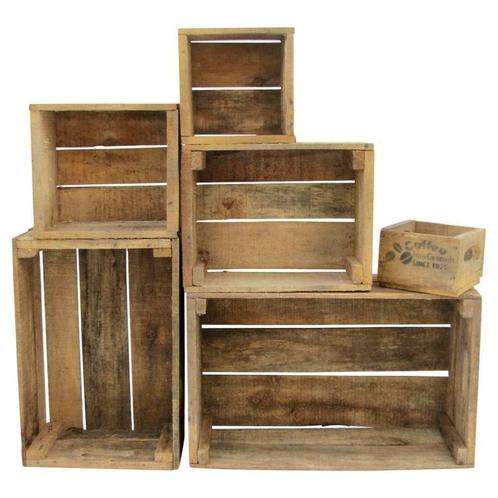 Leuke kistensets van gebruikt hout in oude vintage look!, Huis en Inrichting, Woonaccessoires | Kisten, 50 tot 100 cm, Gebruikt