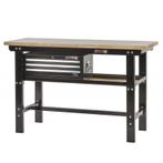 Werkbank zwart 150 cm met hardhouten blad en, Doe-het-zelf en Verbouw, Ophalen of Verzenden, Nieuw