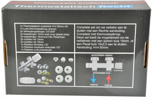 Radiator Onderblok Recht Chroom (Voor Midden Aansluiting), Doe-het-zelf en Verbouw, Verwarming en Radiatoren, Ophalen of Verzenden