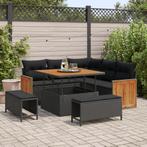 vidaXL 8-delige Tuinbankenset met kussens poly rattan acacia, Verzenden, Nieuw, Rotan