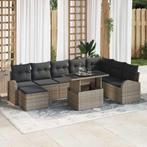 vidaXL Tuin Sofa Set met opslag 9 pcs Grijs Poly riet, Verzenden, Nieuw, Rotan