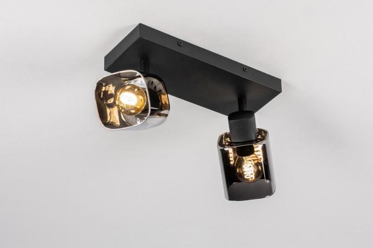Rietveld Spots - Zwart, Grijs - Glas, Metaal, Huis en Inrichting, Lampen | Hanglampen, Verzenden