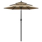 vidaXL Parasol 3-laags met aluminium paal 2 m taupe, Tuin en Terras, Parasols, Verzenden, Nieuw