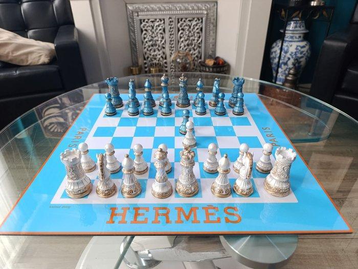 Dominique Kleiner - Échiquier d’Art “Hermès Bleu Céleste”, Antiek en Kunst, Kunst | Designobjecten
