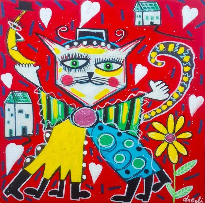 Damiano Lucioli (1970) - La mia gatta di nome Luna, Antiek en Kunst, Kunst | Schilderijen | Modern