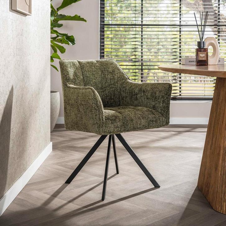 *WOONWINKEL* Velvet Eetkamerstoel Draaibaar Groen, Huis en Inrichting, Stoelen, Nieuw, Verzenden