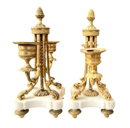 Kandelaber (2) - Verguld brons - Kandelaar paar van brons, Antiek en Kunst, Antiek | Overige Antiek