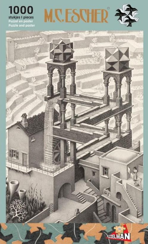 Waterval - M.C. Escher Puzzel (1000 stukjes) | Puzzelman -, Hobby en Vrije tijd, Denksport en Puzzels, Nieuw, Verzenden