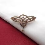 Antiek gouden Victoriaanse broche met parels, Sieraden, Tassen en Uiterlijk, Broches, Gebruikt, Overige kleuren, Ophalen of Verzenden