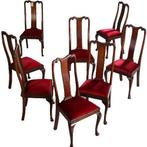 8 Engelse mahonie stoelen ±1920 incl. bekleding naar wens .
