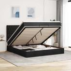 vidaXL Ottoman bed met matras en LEDs 160x200cm stof zwart, Verzenden, Zwart, 200 cm, Stof