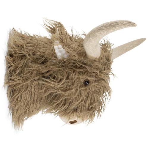 knuffel schotse hooglander wandkop bruin 40cm, Huis en Inrichting, Woonaccessoires | Overige, Verzenden