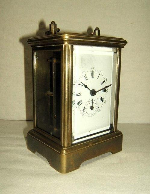 Rijtuigklok, Wekker - Messing - 1878 - Rijtuigklok met, Antiek en Kunst, Antiek | Klokken