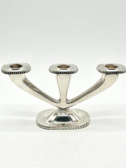 No reserve-Antieke driearmige 1e gehalte zilveren Kandelaar, Antiek en Kunst, Antiek | Goud en Zilver