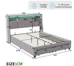 LED tweepersoonsbed met USB, 2 lades en opberghoofdeinde, Verzenden, Nieuw