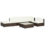 vidaXL 6-delige Loungeset met kussens poly rattan bruin, 6 zitplaatsen, Nieuw, Loungeset, Verzenden