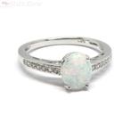 925 sterling zilveren rhodium ring ingelegd met witte opaal