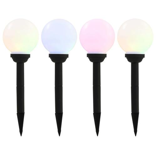 vidaXL LED-solarlampen rond 15 cm RGB 4 st, Tuin en Terras, Buitenverlichting, Nieuw, Verzenden
