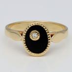 Ring - 18 karaat Geel goud Diamant (Natuurlijk) - Onyx, Sieraden, Tassen en Uiterlijk, Ringen, Nieuw