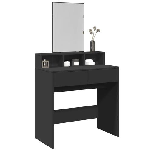vidaXL Kaptafel met spiegel 80x41x144,5 cm zwart, Huis en Inrichting, Tafels | Kaptafels, Nieuw, Verzenden