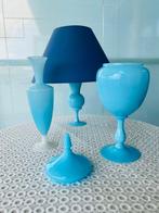 Vaas (3) - Opaline glas - Blauwe opaline set, Antiek en Kunst