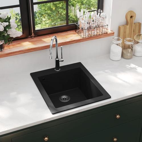 vidaXL Spoelbak opbouw enkele bak graniet zwart, Doe-het-zelf en Verbouw, Sanitair, Nieuw, Verzenden