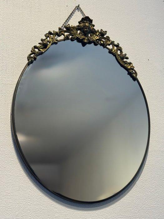 Spiegel - Glas, Messing - Klassieke neonspiegel, Antiek en Kunst, Curiosa en Brocante