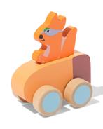HEMA Auto met superheld eekhoorn 10x12x6.5cm hout, Kinderen en Baby's, Speelgoed | Speelgoedvoertuigen, Verzenden, Nieuw