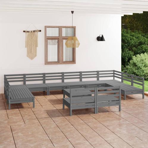 vidaXL 13-delige Loungeset massief grenenhout grijs, Tuin en Terras, Tuinsets en Loungesets, Loungeset, Nieuw, Verzenden
